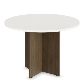 Round Modern Walnut White Top table